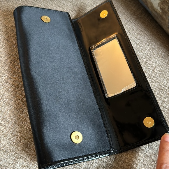 NWT Cole Haan small flap black satin clutch - Picture 3 of 8